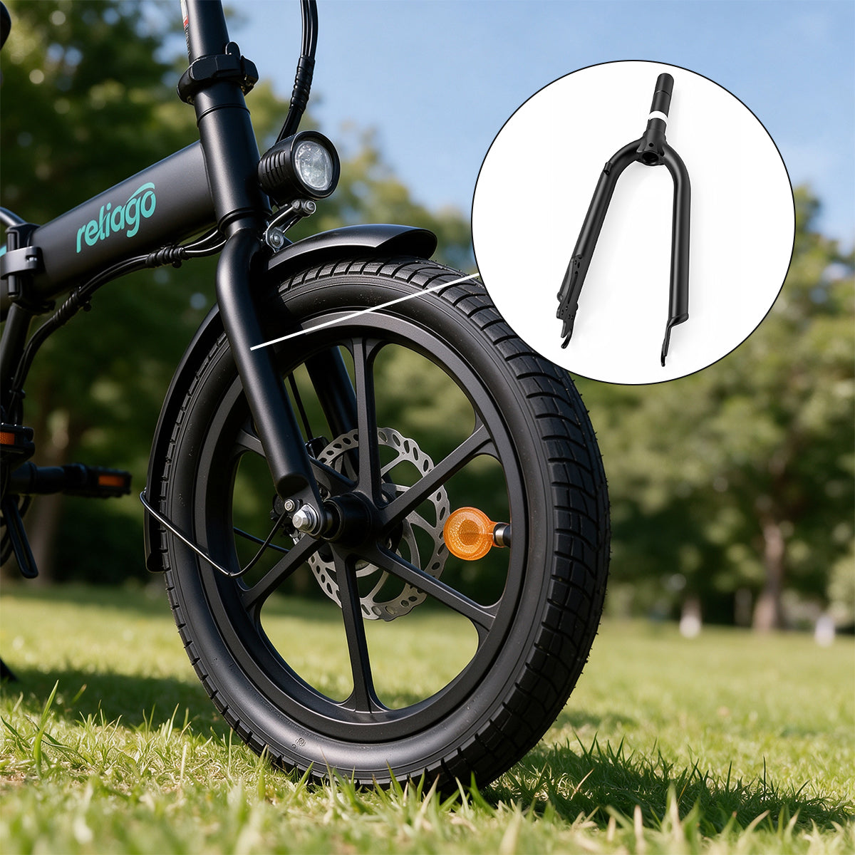 Reliago 16 Inch Steel Front Fork with Disc Brake Mount - for Hitway BK5 Electric Bike