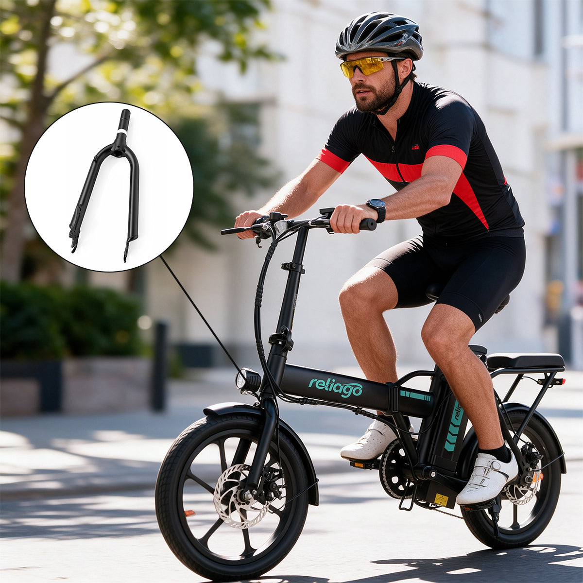 Reliago 16 Inch Steel Front Fork with Disc Brake Mount - for Hitway BK5 Electric Bike