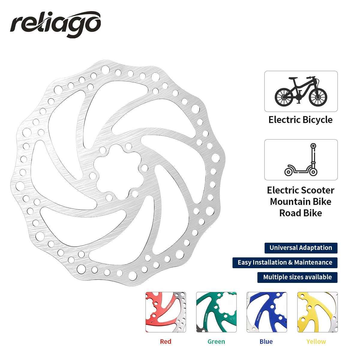 Reliago 160mm Mountain Bike Disc Brake Rotor – Durable Bicycle Brake Disc for MTB | Road Bikes