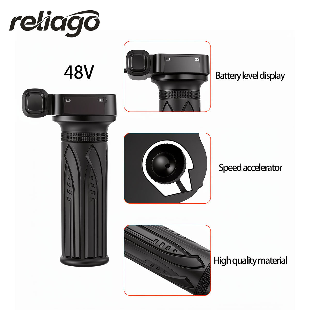 Reliago 36V E-Bike Throttle Grip with Voltage Display and Cruise Control for DYU D3F Electric Bike