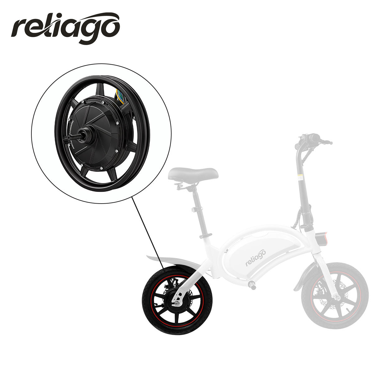 Reliago 36V 350W 14" E-Bike Rear Hub Motor with Hall Sensor for DYU D3F