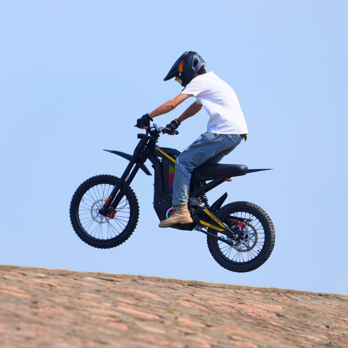Reliago Nova4-BK 6000W Mid-Drive Electric Dirt Bike 60V 30Ah 45 MPH Full Suspension