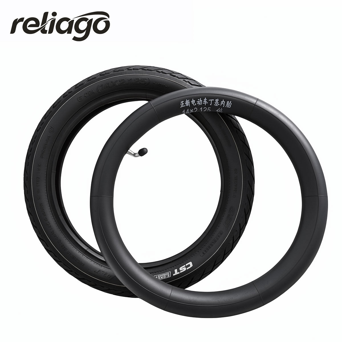Reliago 14x2.125 E-Bike Tire and Inner Tube Set for DYU D3F