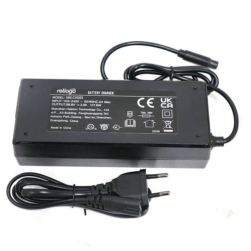 Reliago Electric Bike Charger 54.6V 2A Replacement Battery Charger